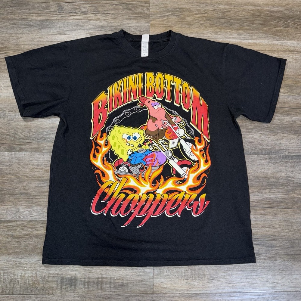 Spongebob Squarepants & Patrick Biker Motorcycle Shirt Unisex Large